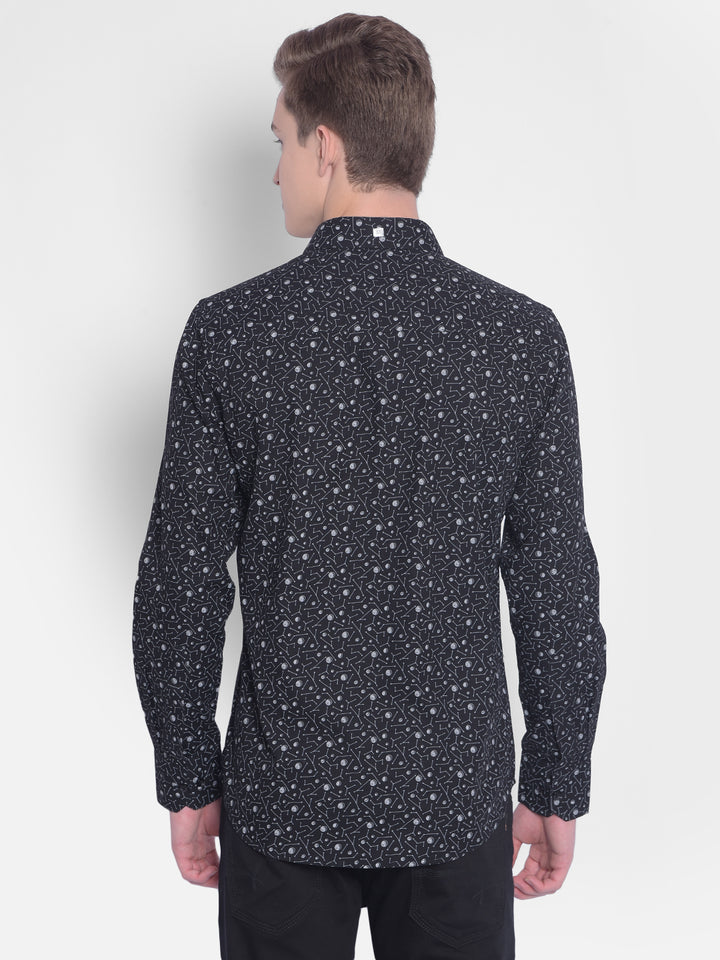 Black Printed Shirt-Men Shirts-Crimsoune Club