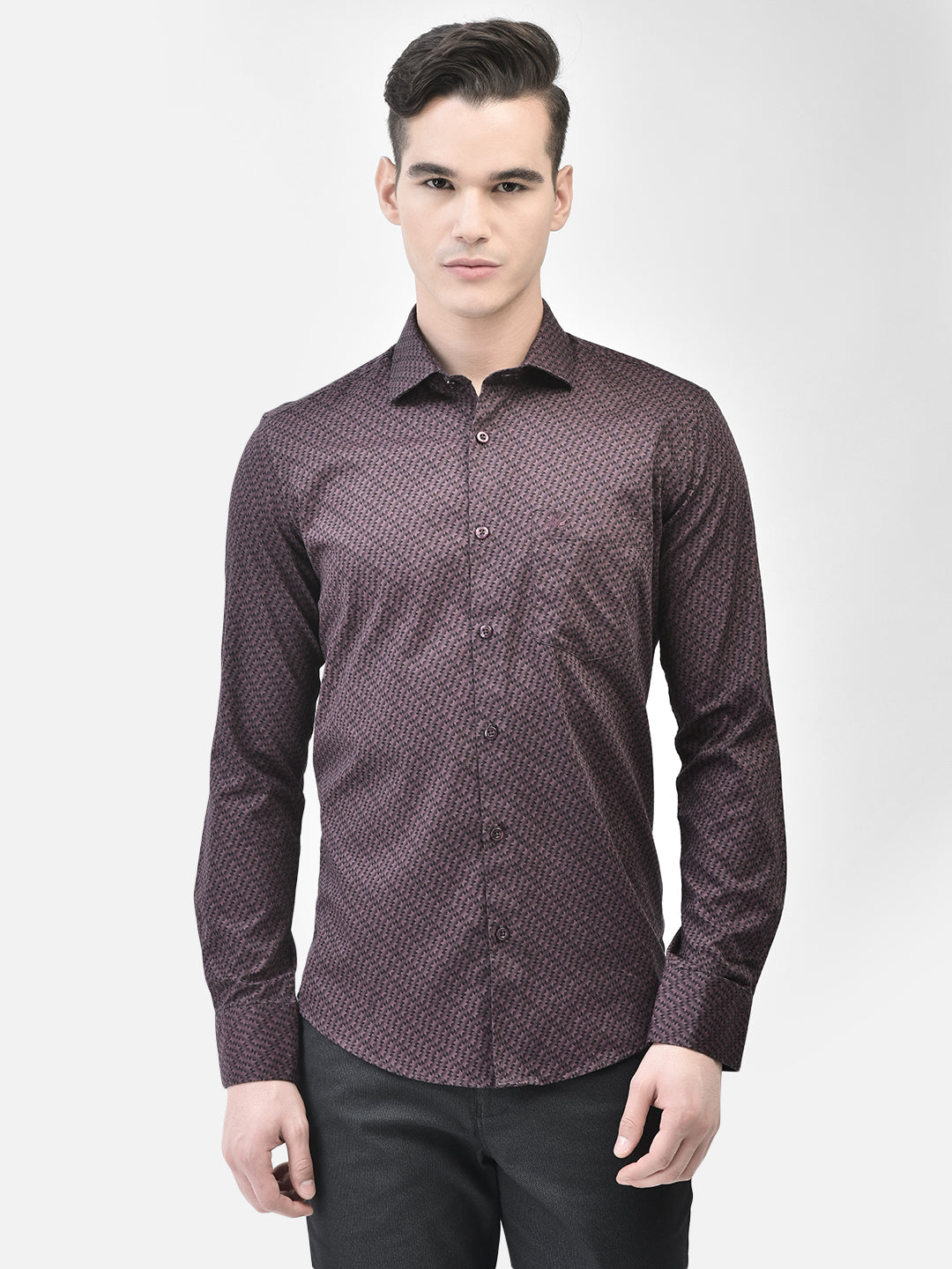 Wine Printed Shirt-Men Shirts-Crimsoune Club