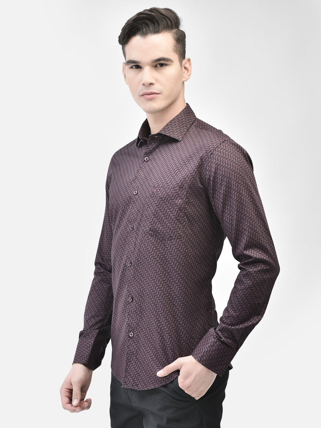Wine Printed Shirt-Men Shirts-Crimsoune Club