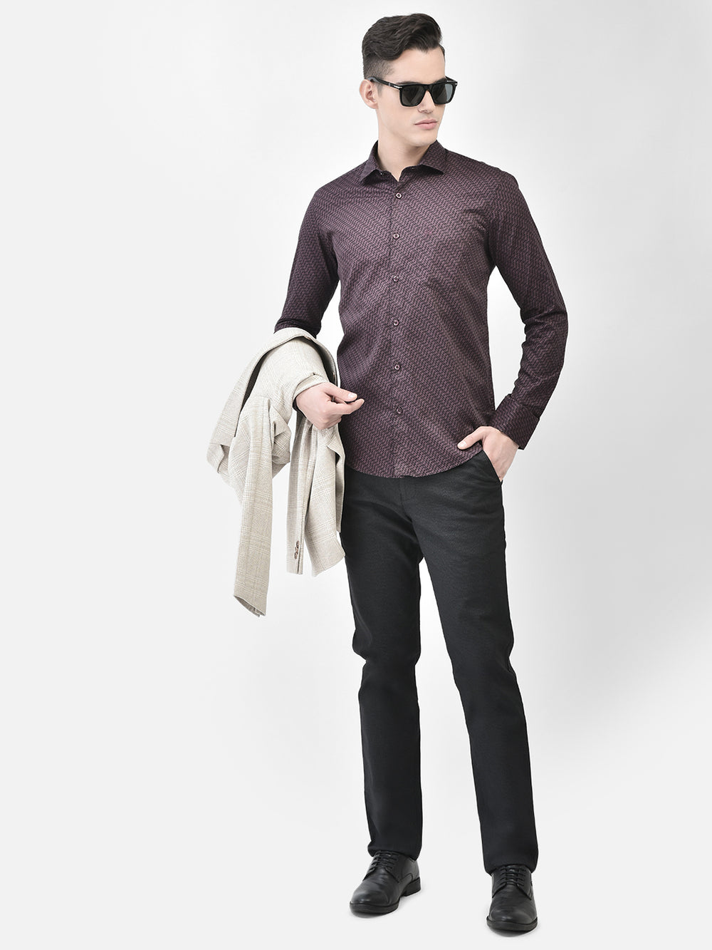 Wine Printed Shirt-Men Shirts-Crimsoune Club