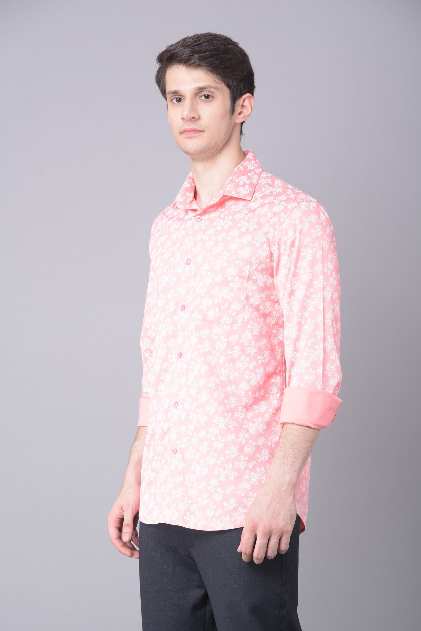 Pink Floral Shirt-Men Shirts-Crimsoune Club