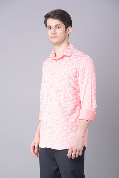 Pink Floral Shirt-Men Shirts-Crimsoune Club