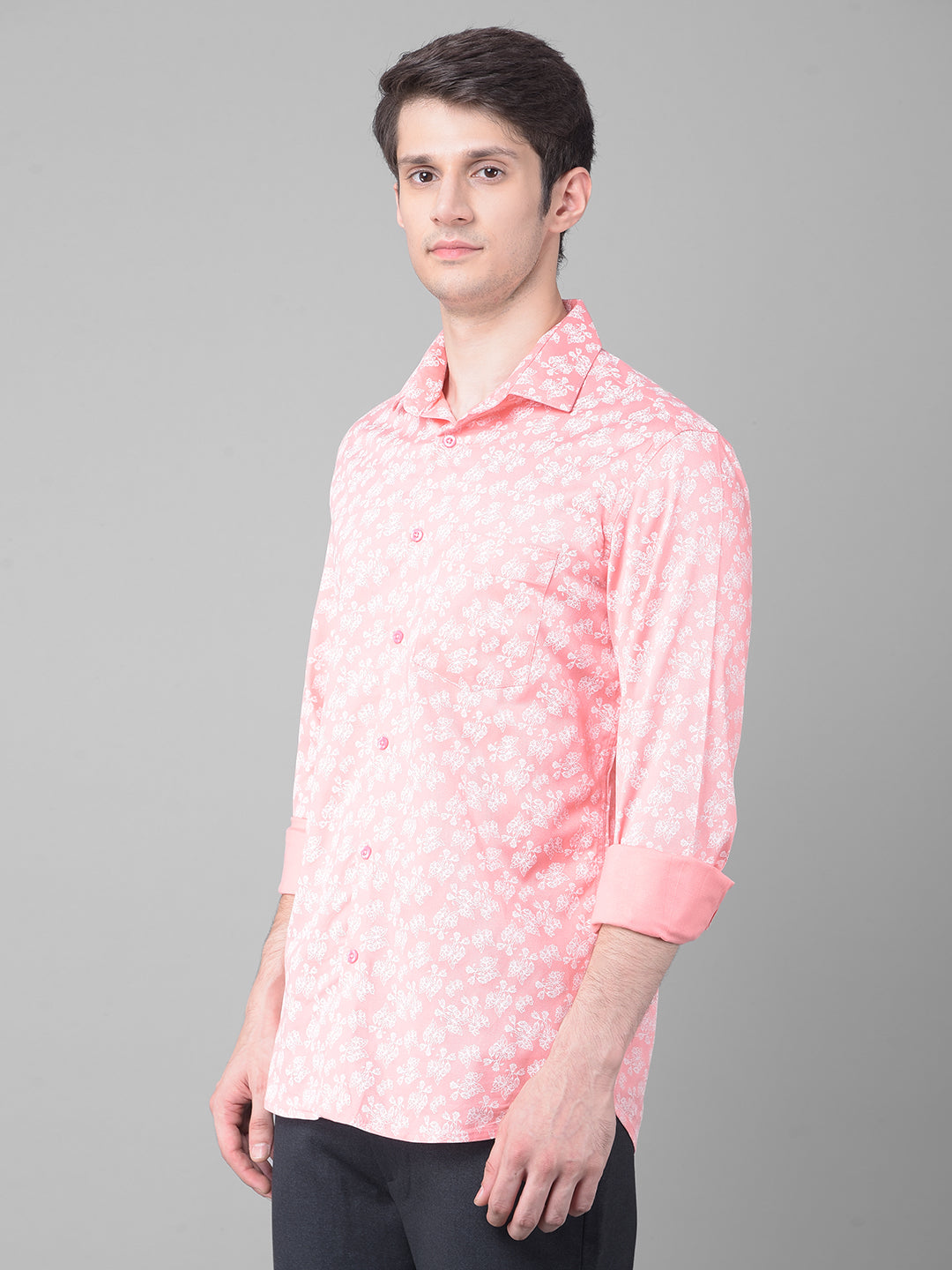 Pink Floral Shirt-Men Shirts-Crimsoune Club