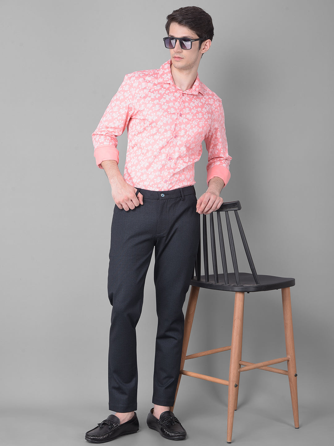 Pink Floral Shirt-Men Shirts-Crimsoune Club