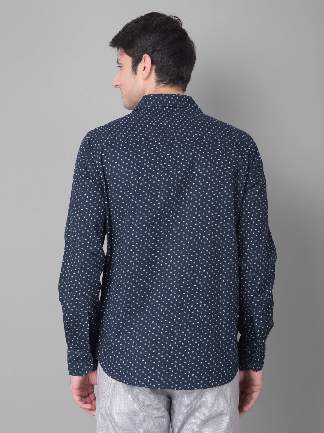 Navy Blue Printed Shirt-Men Shirts-Crimsoune Club