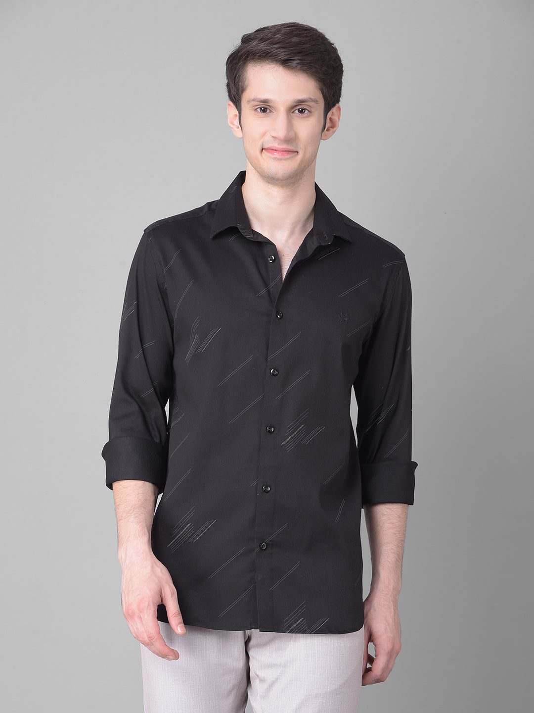 Black Printed Shirt-Men Shirts-Crimsoune Club