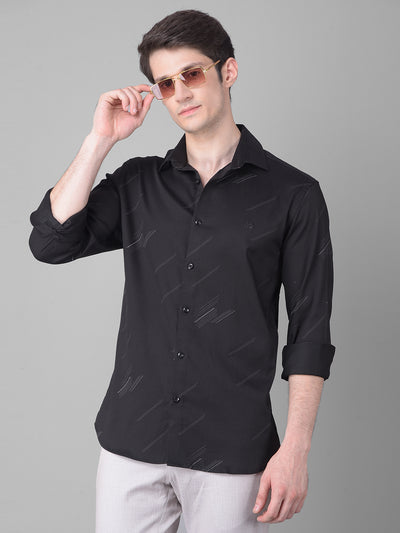 Black Printed Shirt-Men Shirts-Crimsoune Club