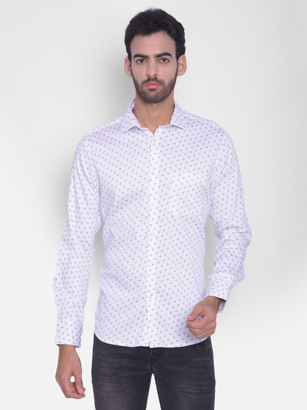 White Printed Shirt-Mens Shirts-Crimsoune Club