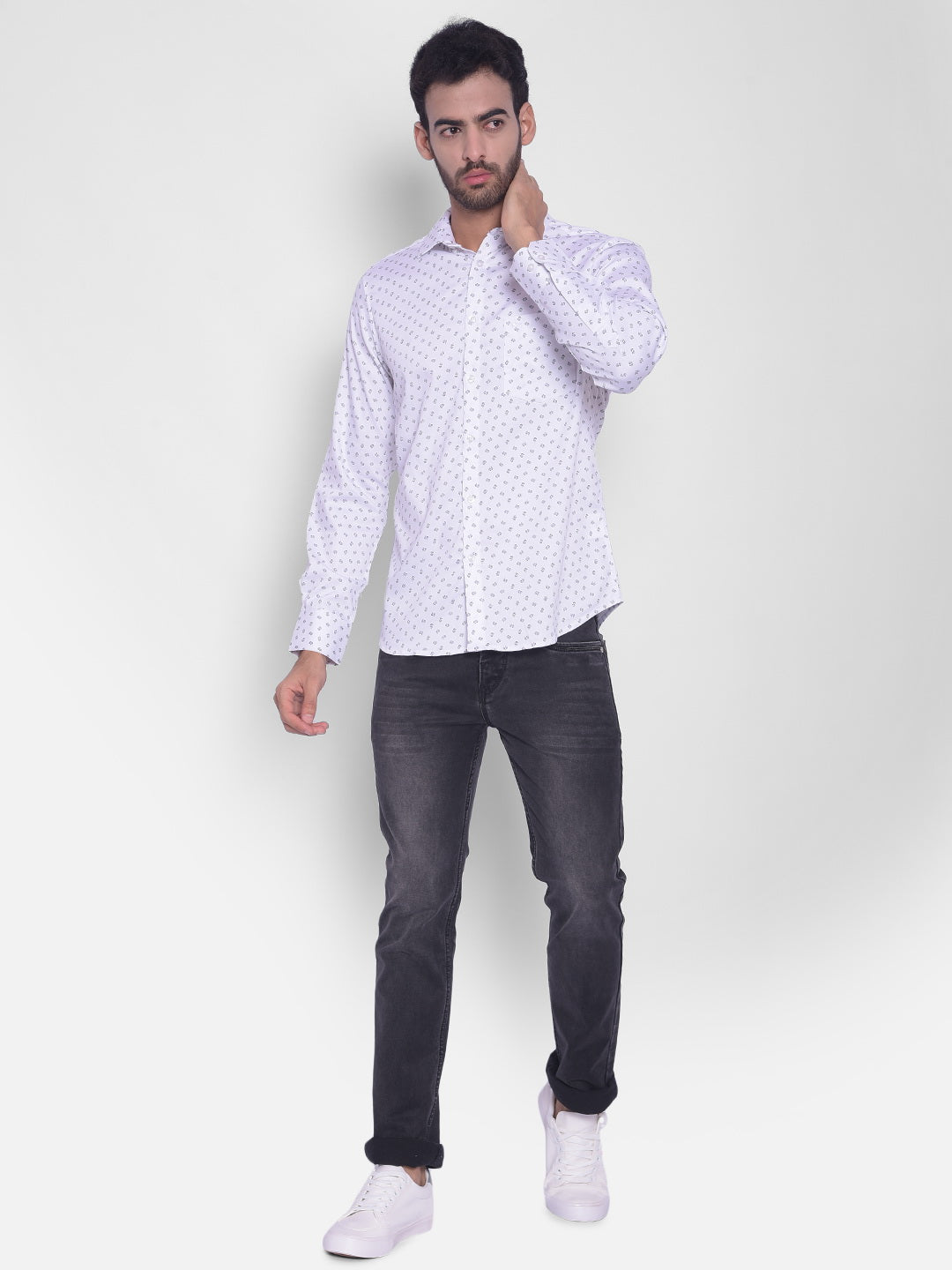 White Printed Shirt-Mens Shirts-Crimsoune Club