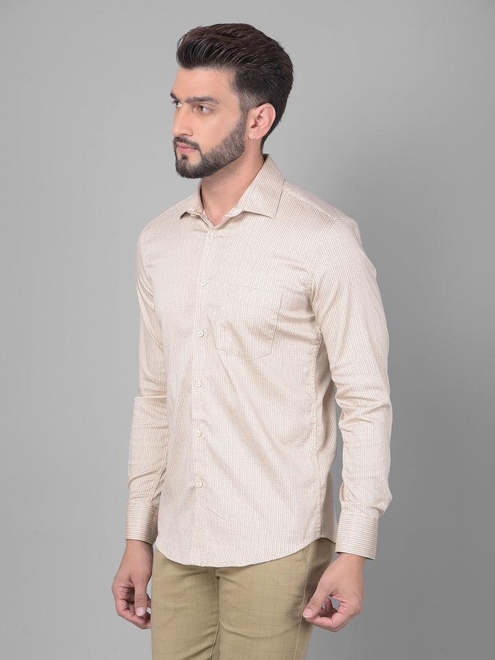 Beige Printed Shirt-Men Shirts-Crimsoune Club
