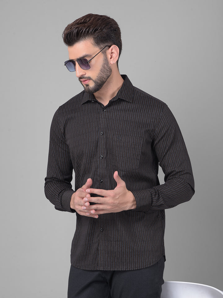 Black Printed Shirt-Men Shirts-Crimsoune Club