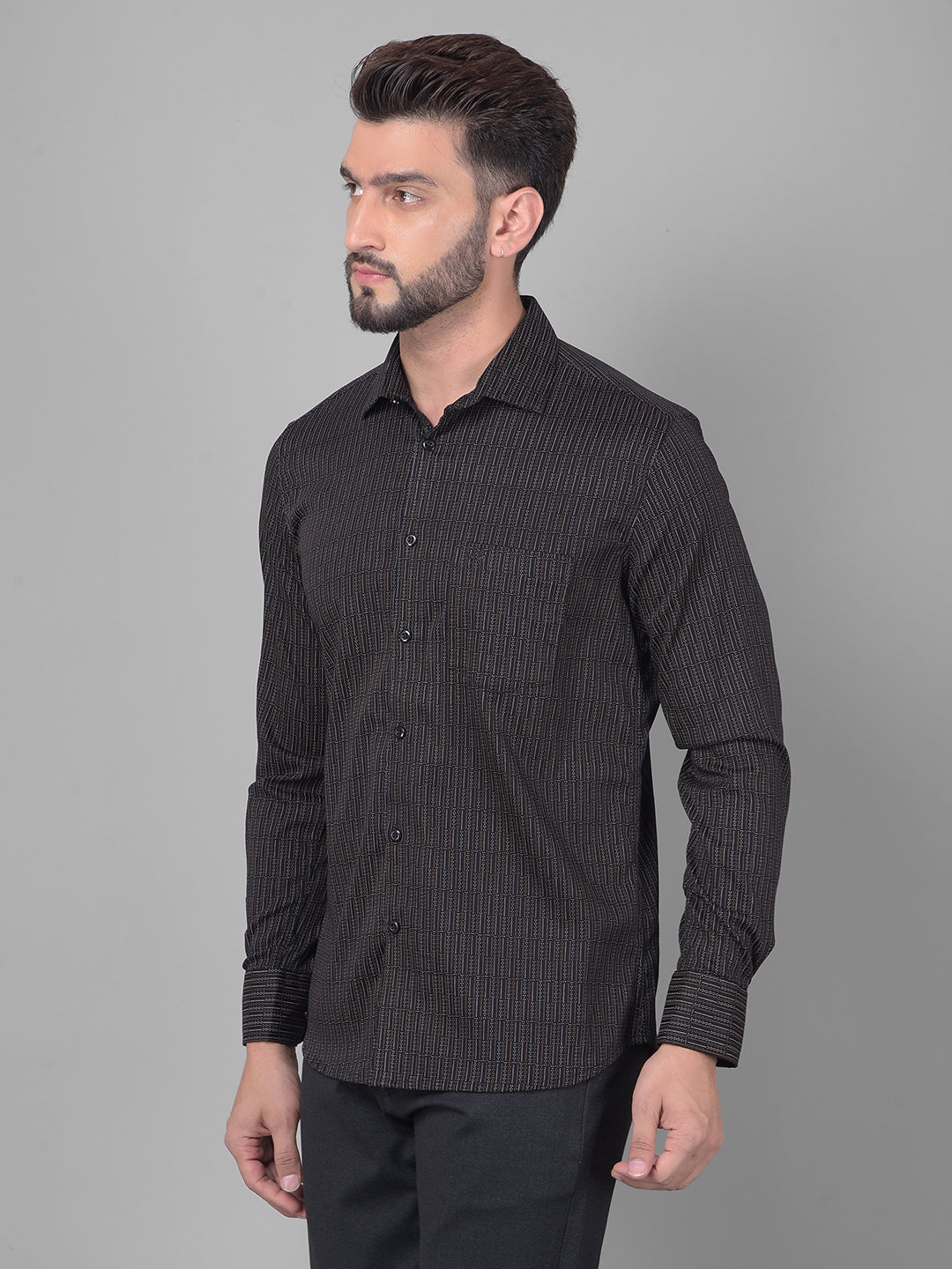 Black Printed Shirt-Men Shirts-Crimsoune Club