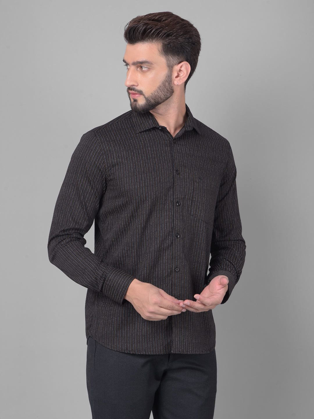 Black Printed Shirt-Men Shirts-Crimsoune Club