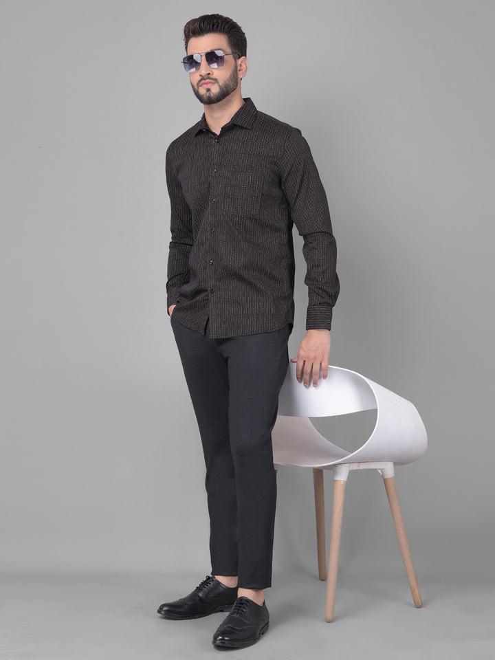 Black Printed Shirt-Men Shirts-Crimsoune Club