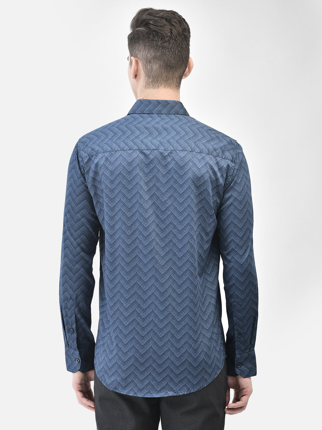 Navy Blue Printed Shirt-Men Shirts-Crimsoune Club