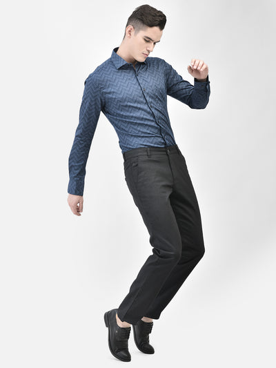 Navy Blue Printed Shirt-Men Shirts-Crimsoune Club