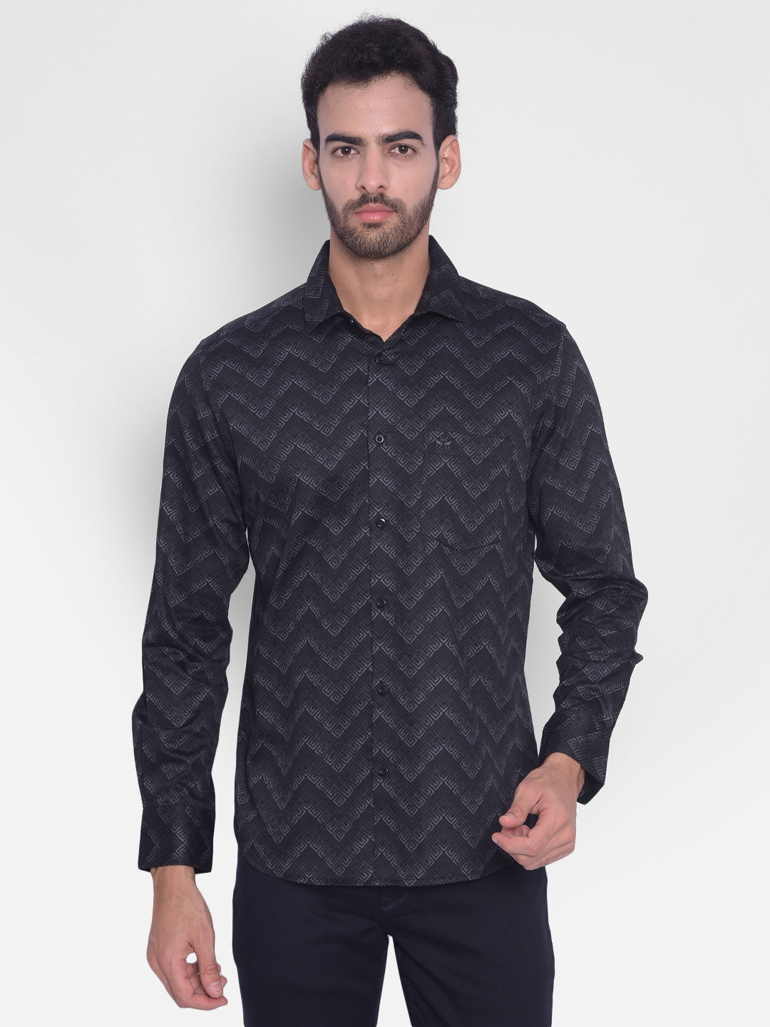 Black Printed Shirt-Mens Shirts-Crimsoune Club