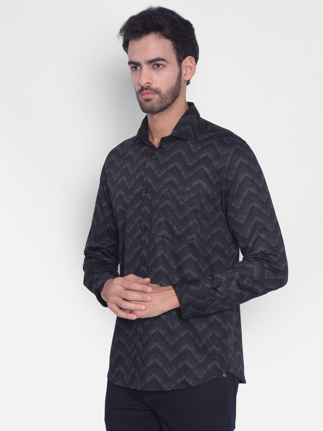 Black Printed Shirt-Mens Shirts-Crimsoune Club