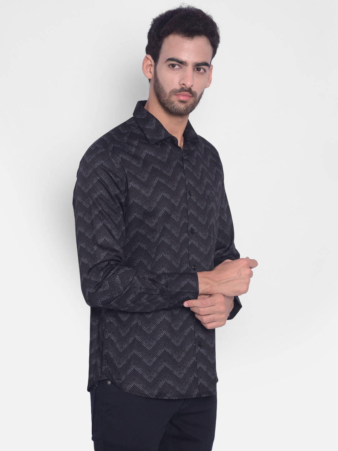 Black Printed Shirt-Mens Shirts-Crimsoune Club