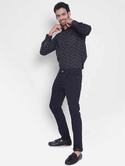 Black Printed Shirt-Mens Shirts-Crimsoune Club