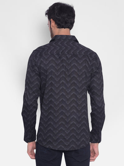 Black Printed Shirt-Mens Shirts-Crimsoune Club