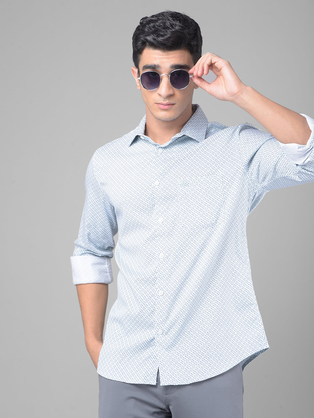 Blue Printed Shirt-Men Shirts-Crimsoune Club