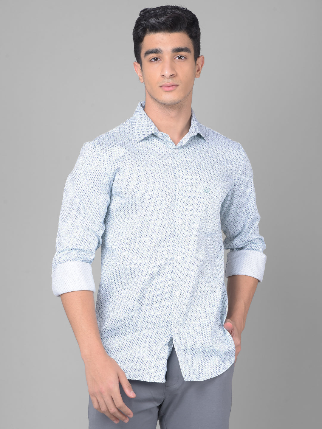 Blue Printed Shirt-Men Shirts-Crimsoune Club