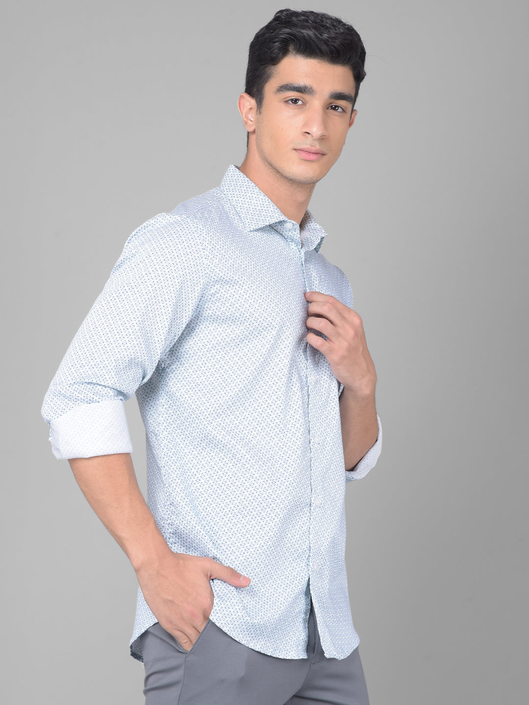 Blue Printed Shirt-Men Shirts-Crimsoune Club