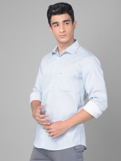 Blue Printed Shirt-Men Shirts-Crimsoune Club