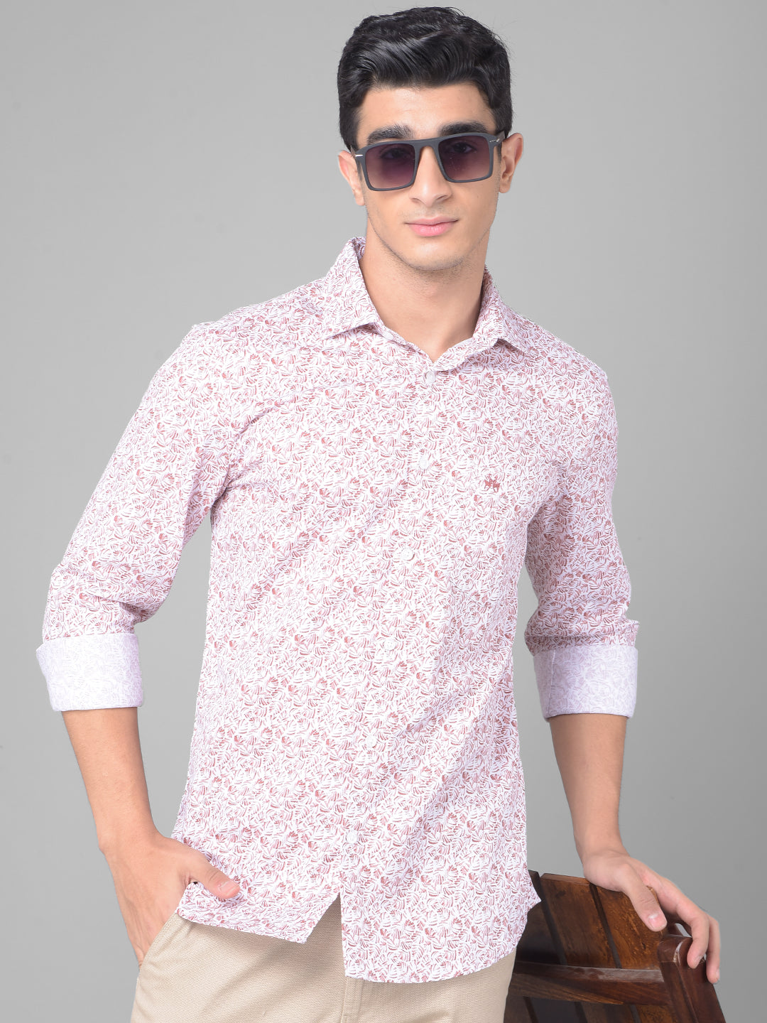 Pink Printed Shirt-Men Shirts-Crimsoune Club