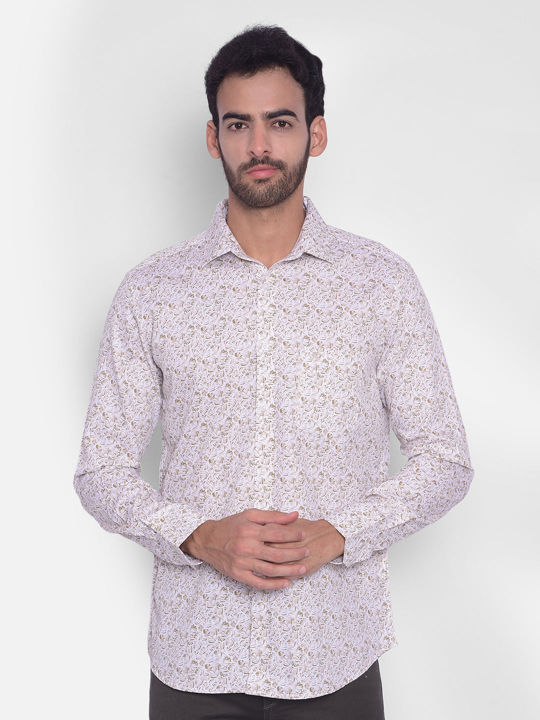 Olive Printed Shirt-Men Shirts-Crimsoune Club
