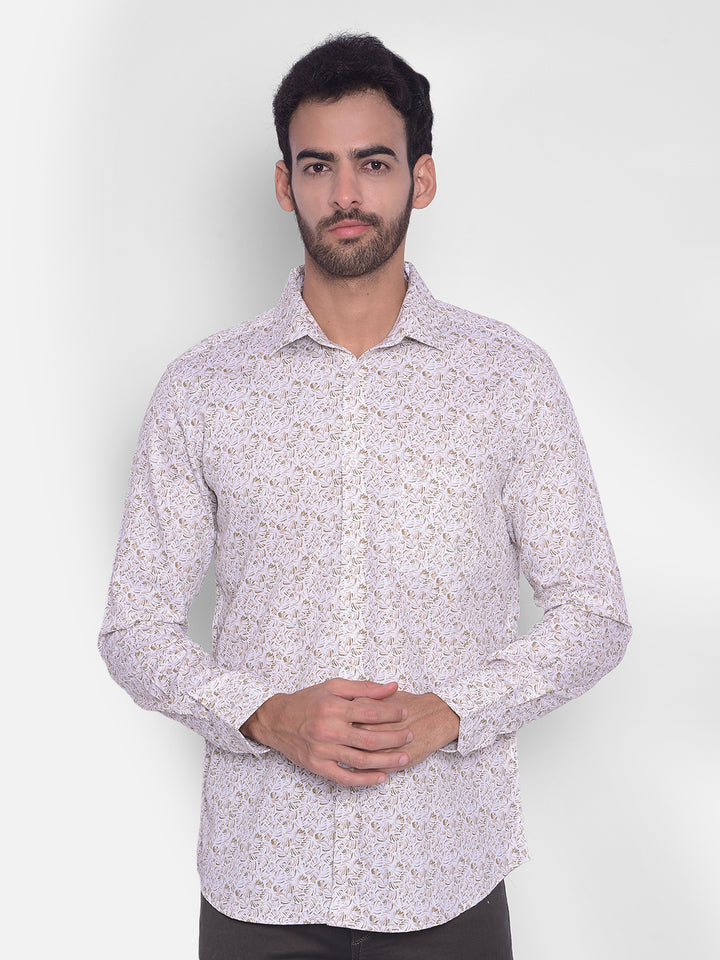 Olive Printed Shirt-Men Shirts-Crimsoune Club
