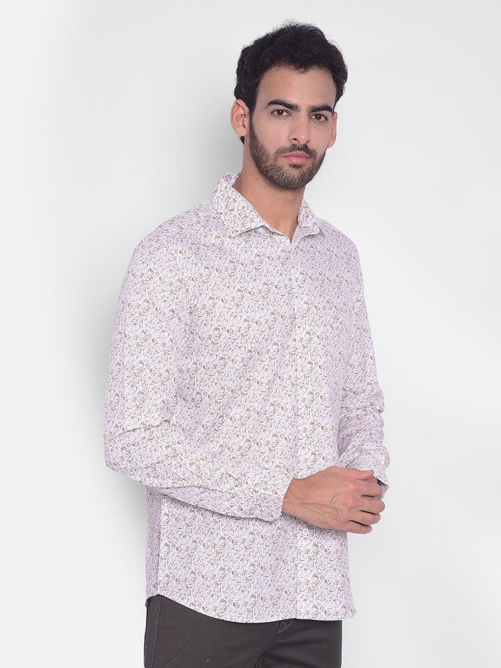 Olive Printed Shirt-Men Shirts-Crimsoune Club