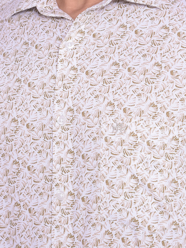 Olive Printed Shirt-Men Shirts-Crimsoune Club