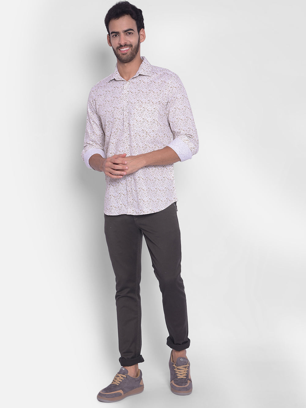 Olive Printed Shirt-Men Shirts-Crimsoune Club