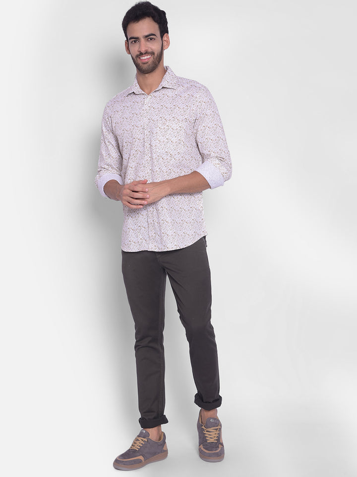 Olive Printed Shirt-Men Shirts-Crimsoune Club