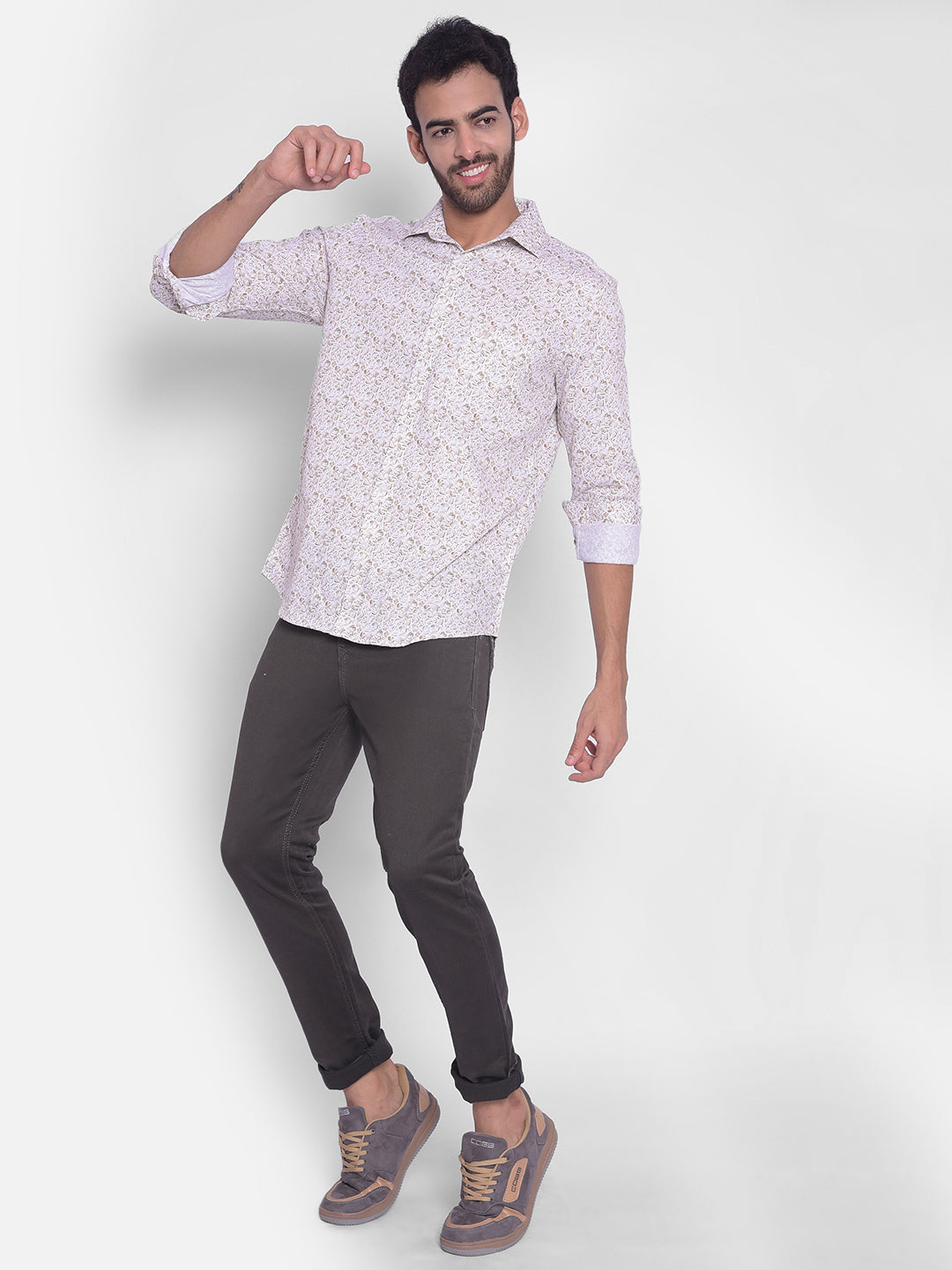 Olive Printed Shirt-Men Shirts-Crimsoune Club