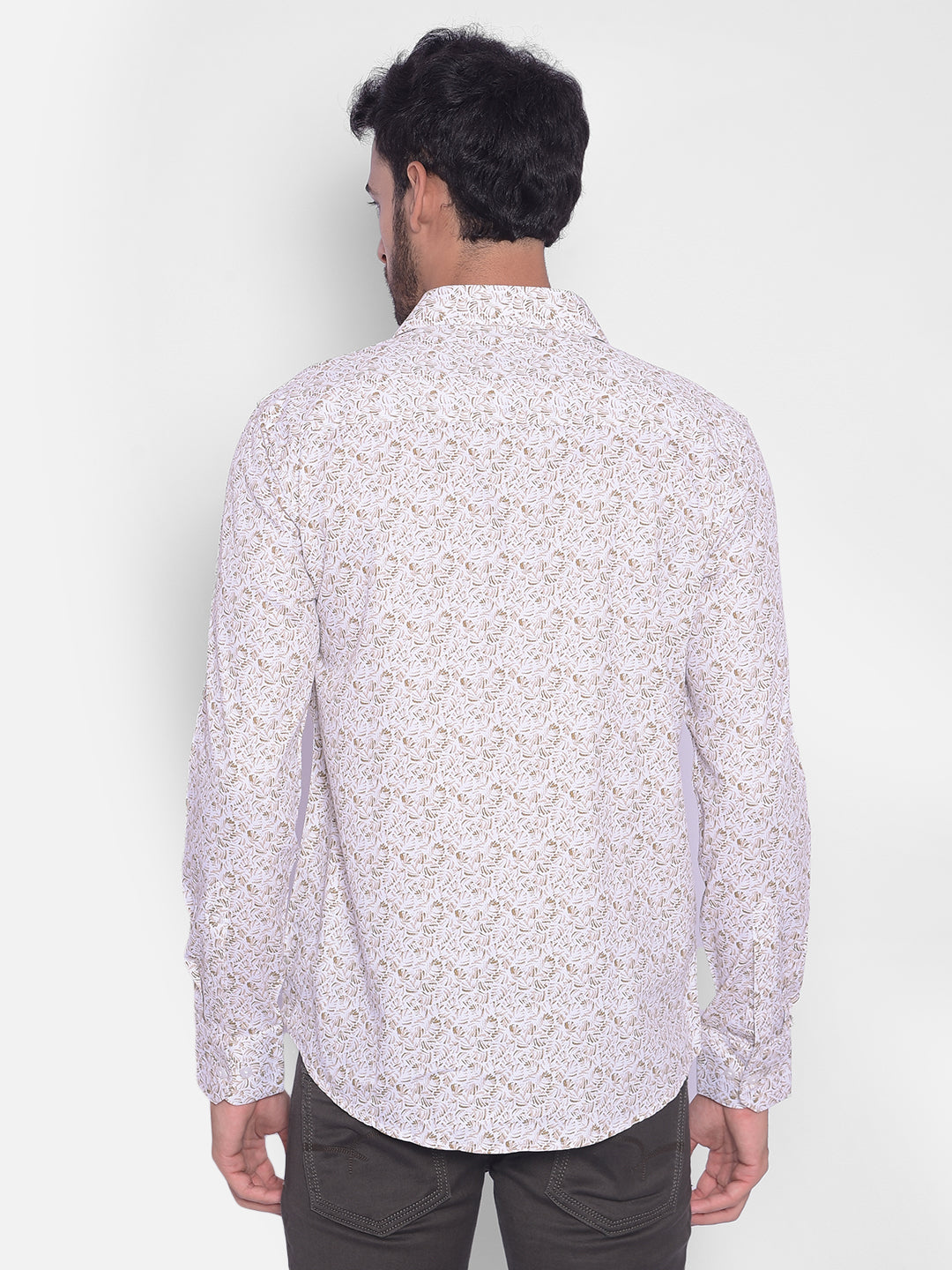 Olive Printed Shirt-Men Shirts-Crimsoune Club