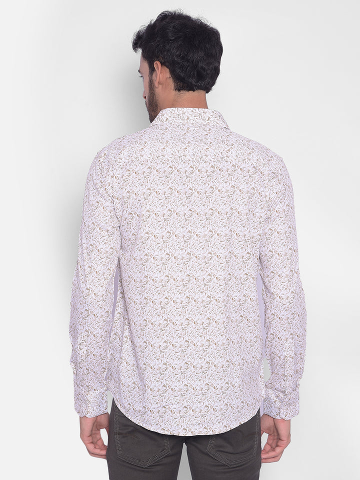 Olive Printed Shirt-Men Shirts-Crimsoune Club