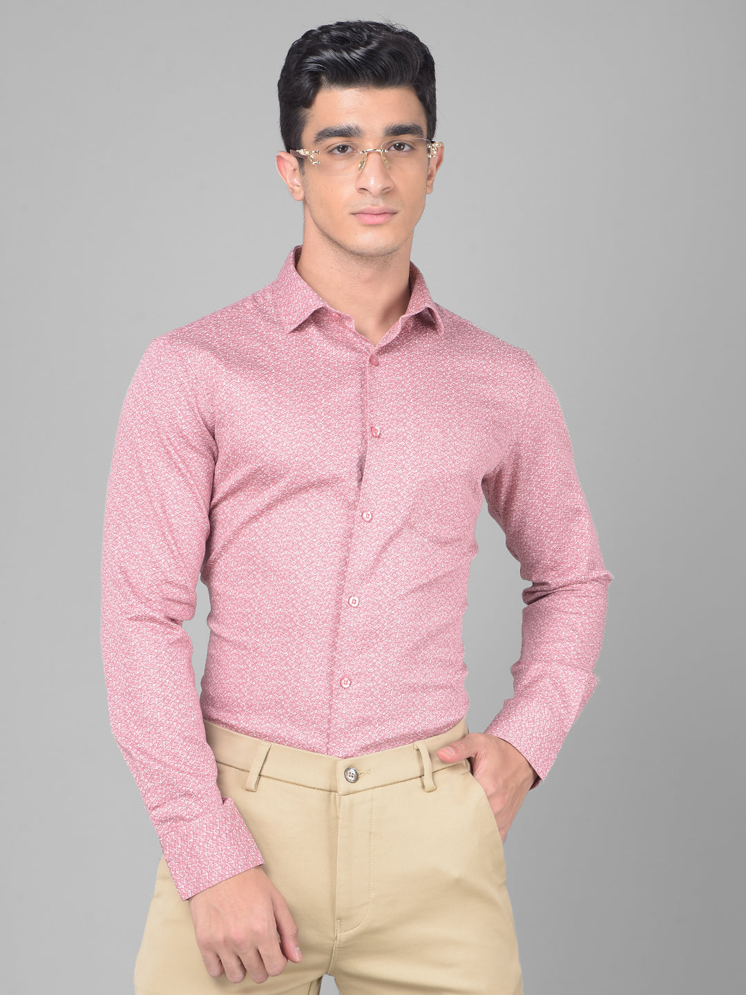 Pink Printed Shirt-Men Shirts-Crimsoune Club