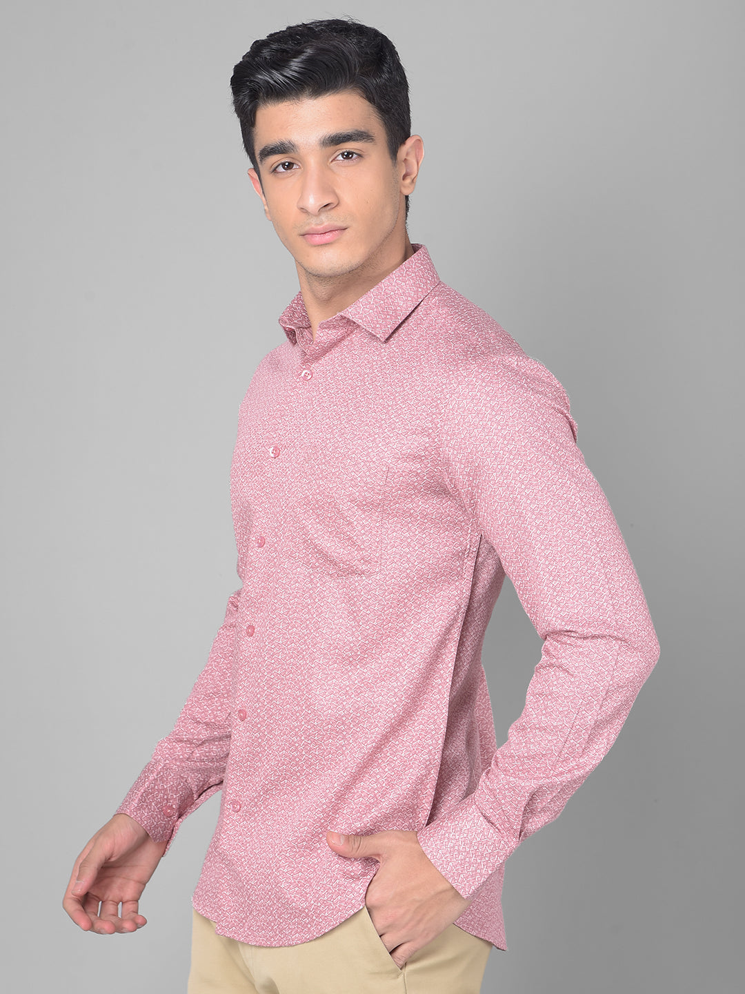 Pink Printed Shirt-Men Shirts-Crimsoune Club