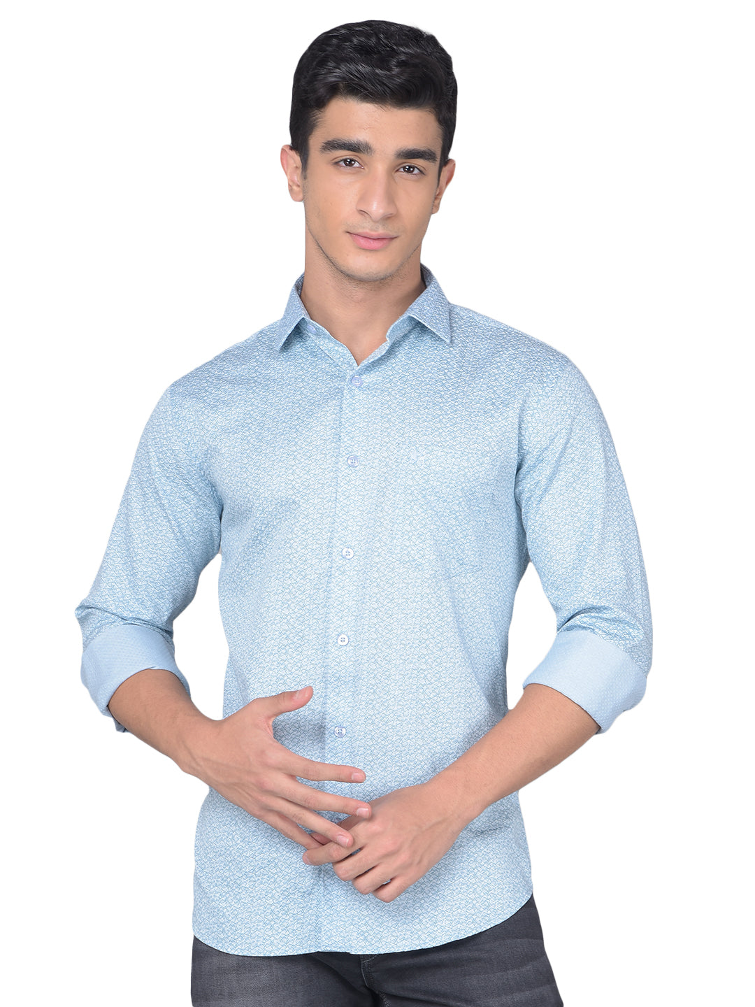 Blue Printed Shirt-Men Shirts-Crimsoune Club