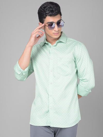 Green Printed Shirt-Men Shirts-Crimsoune Club