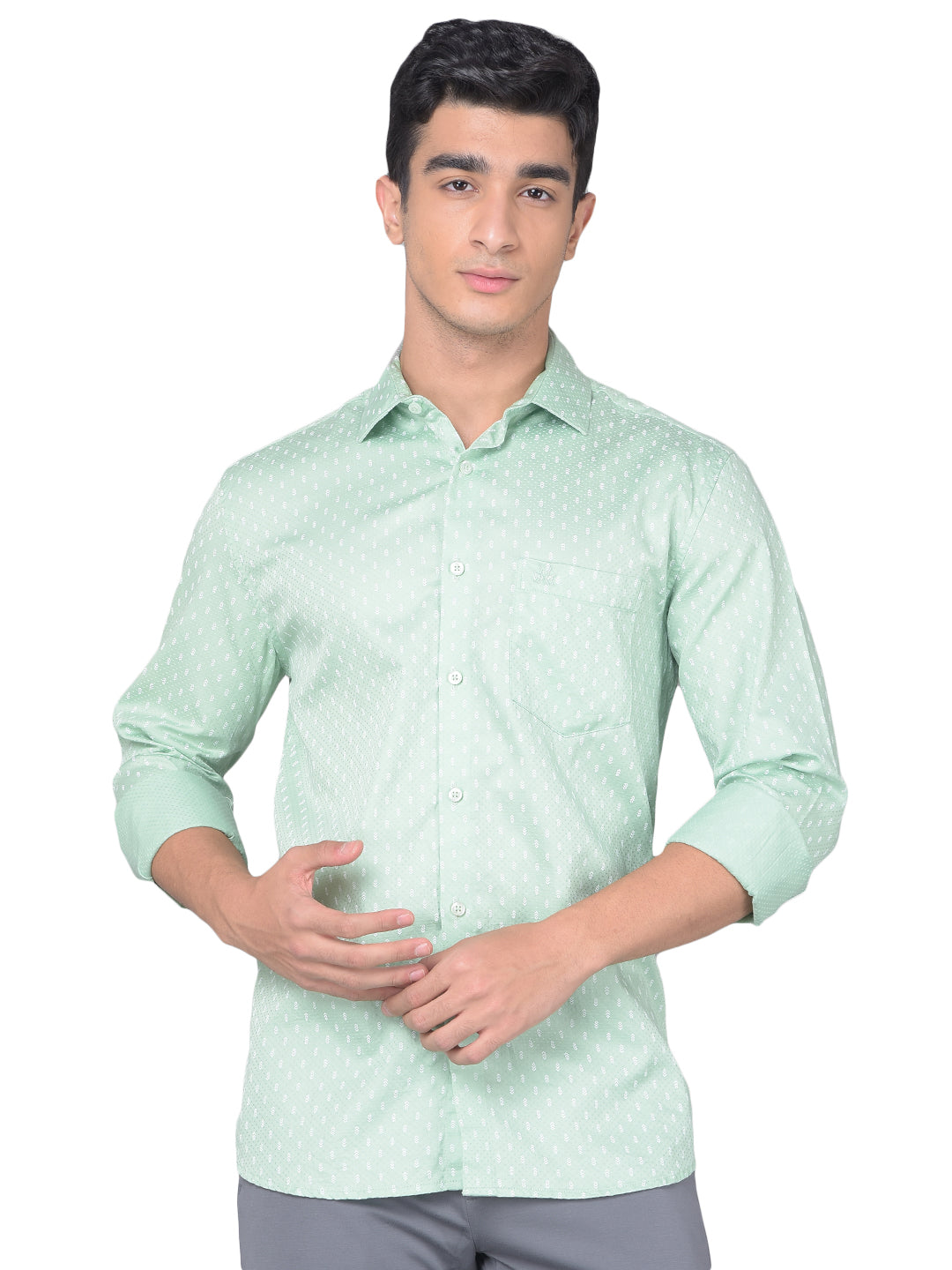 Green Printed Shirt-Men Shirts-Crimsoune Club