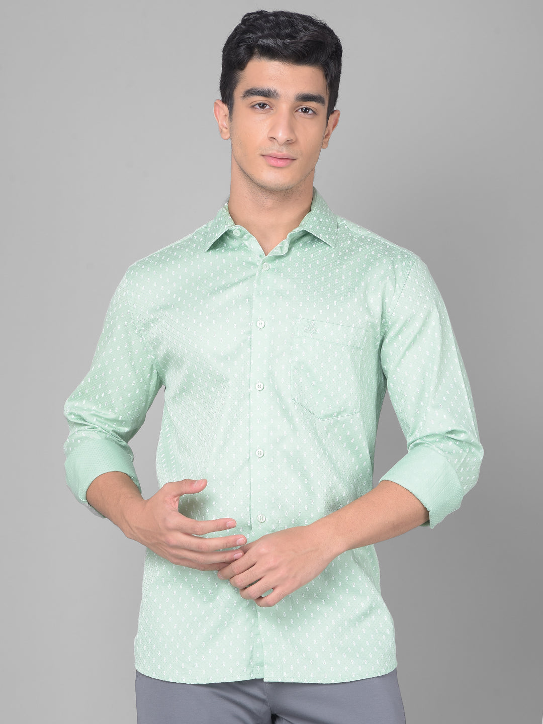 Green Printed Shirt-Men Shirts-Crimsoune Club