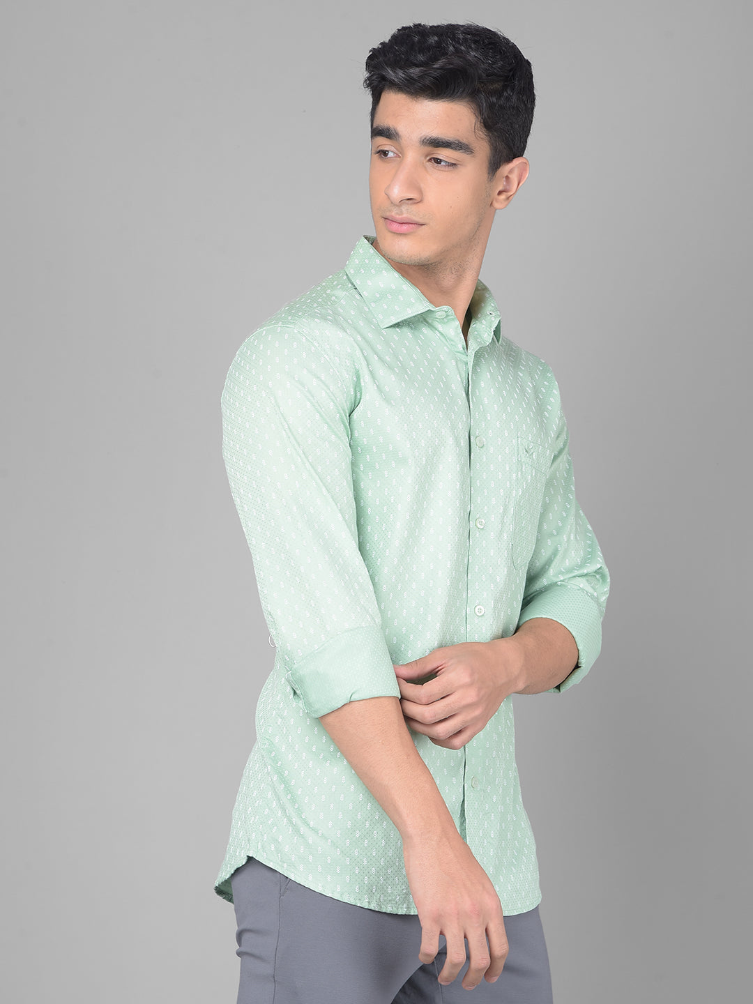 Green Printed Shirt-Men Shirts-Crimsoune Club