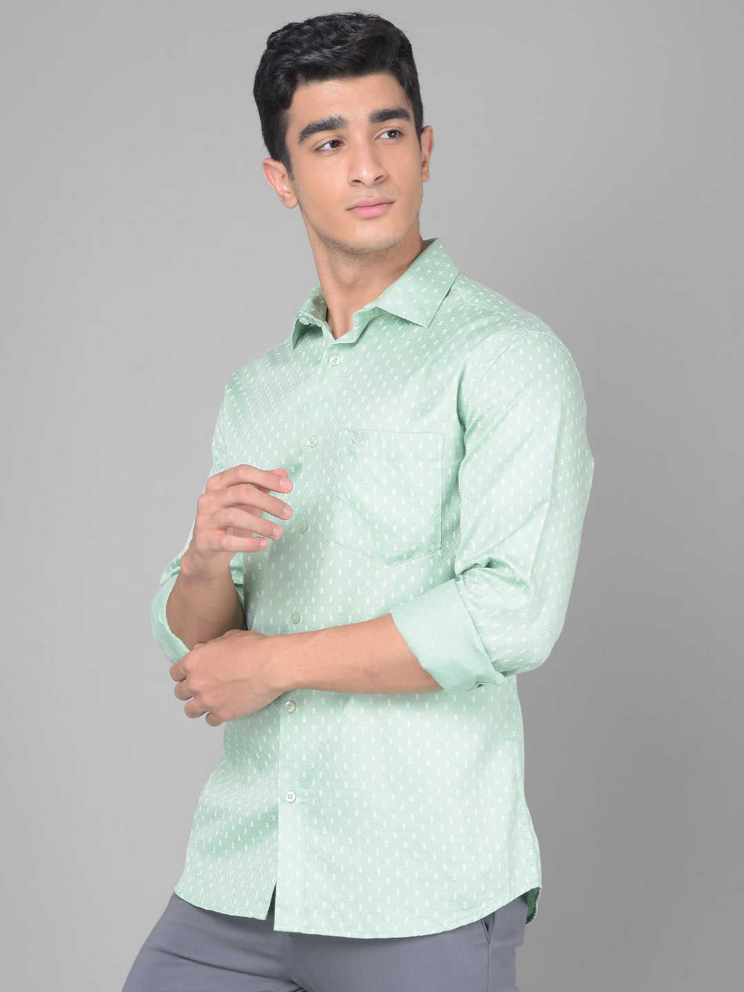 Green Printed Shirt-Men Shirts-Crimsoune Club