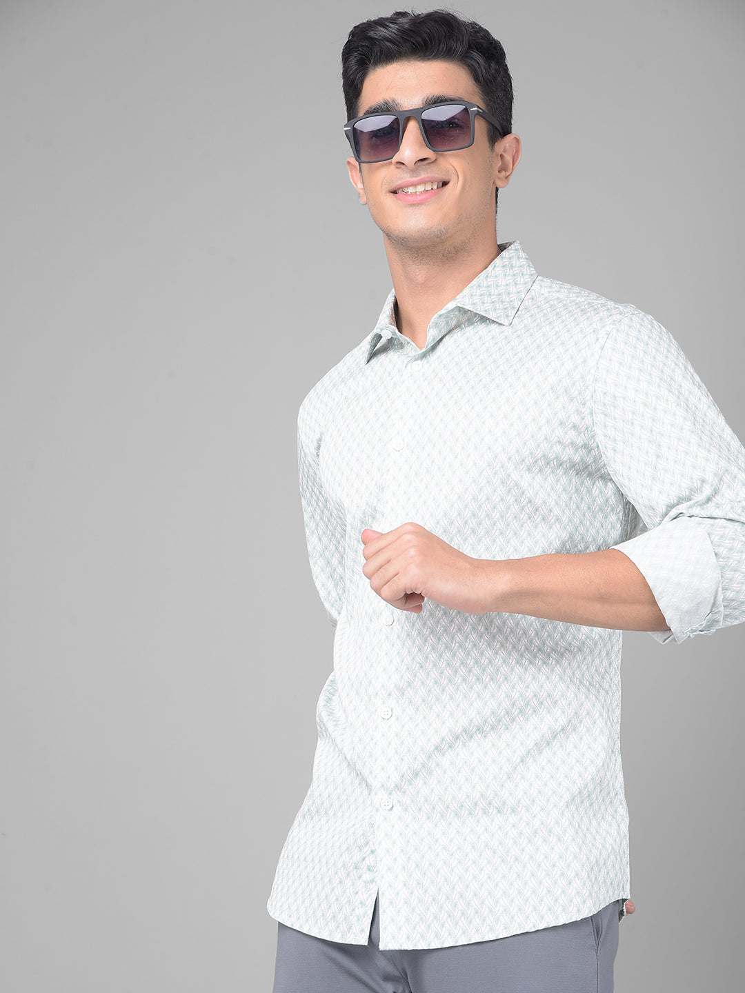 Grey Printed Shirt-Men Shirts-Crimsoune Club