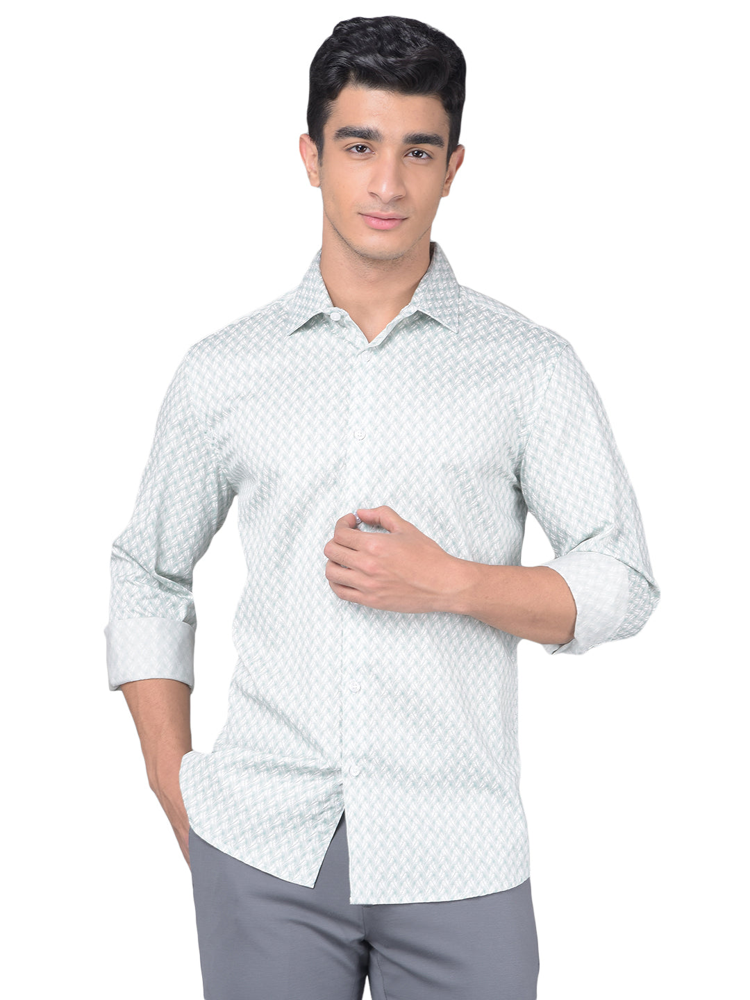 Grey Printed Shirt-Men Shirts-Crimsoune Club