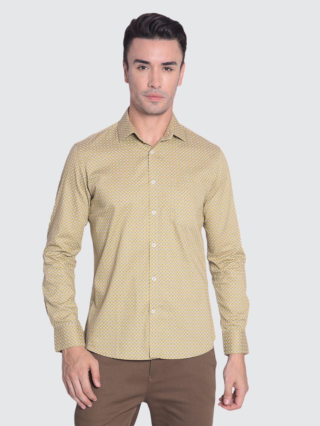 Beige Printed Shirt-Men shirts-Crimsoune Club